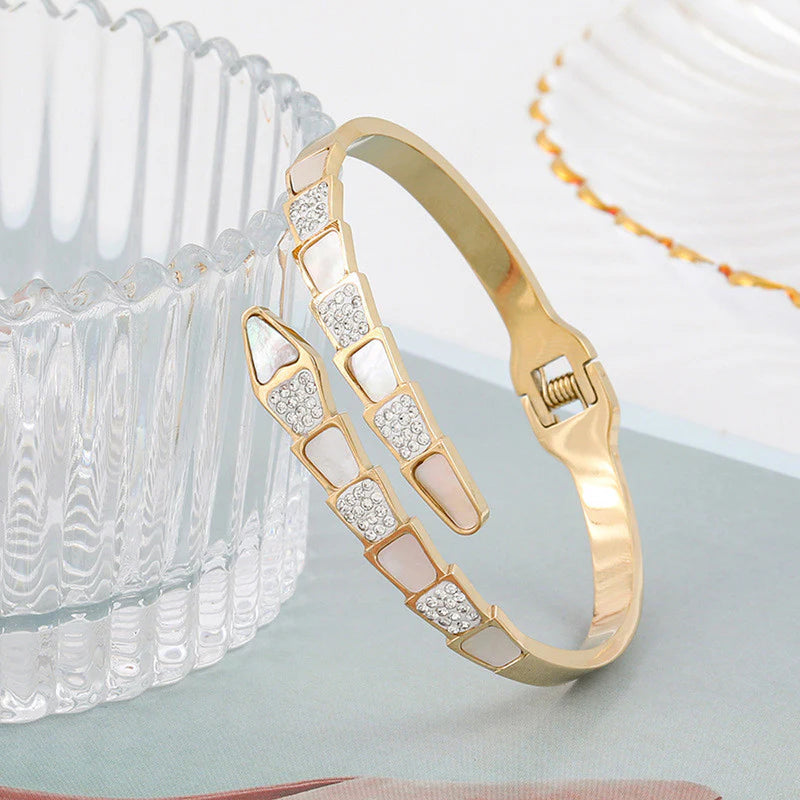 Double Row Enamel & Crystal Bangle Set
