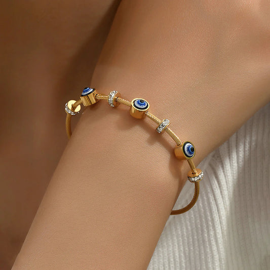 Sapphire Blue Evil Eye Protection Bangle