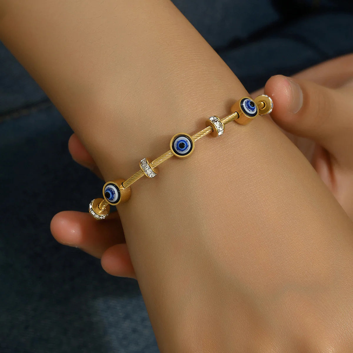 Sapphire Blue Evil Eye Protection Bangle