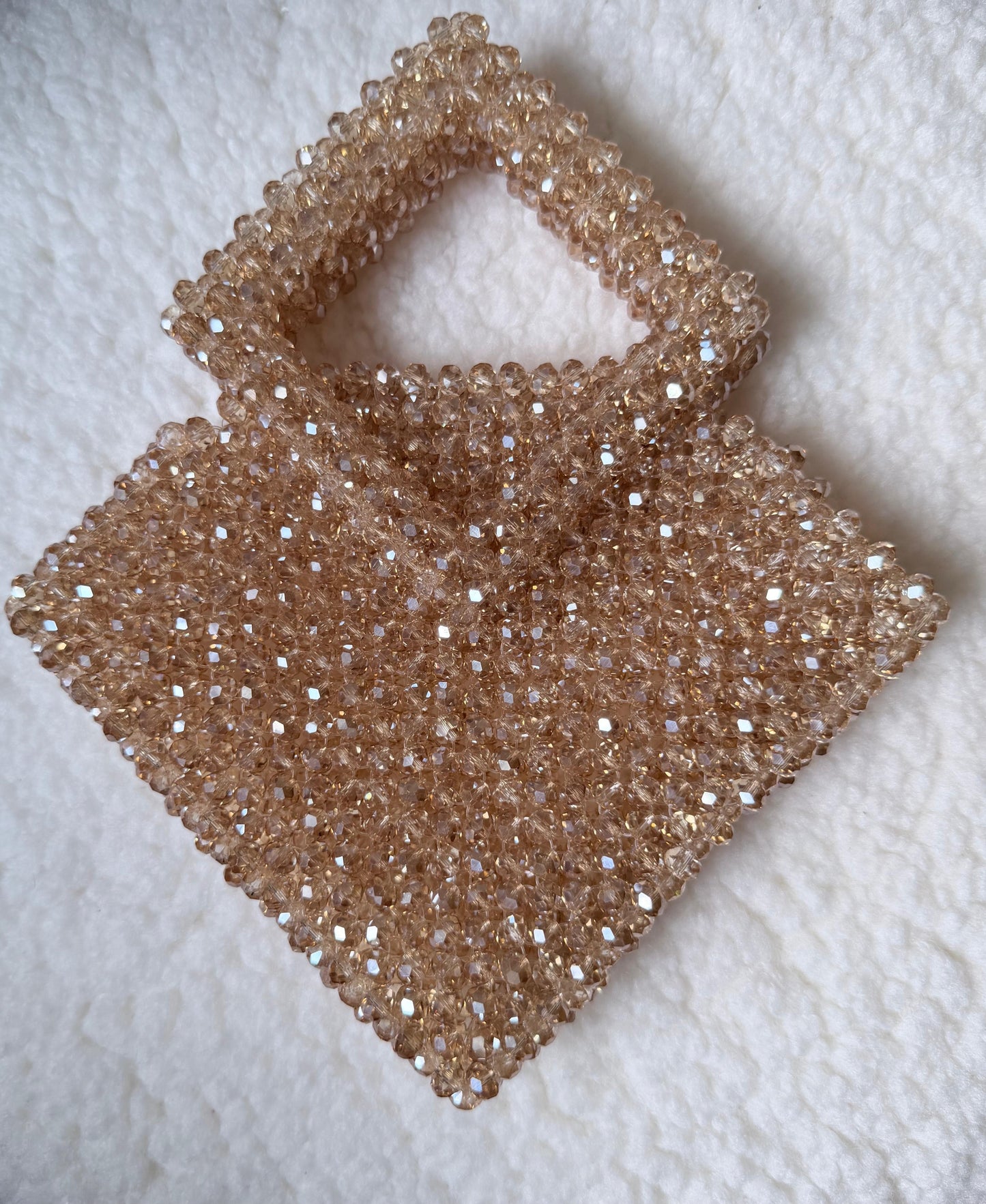 Champagne Pearl Beaded Evening Bag